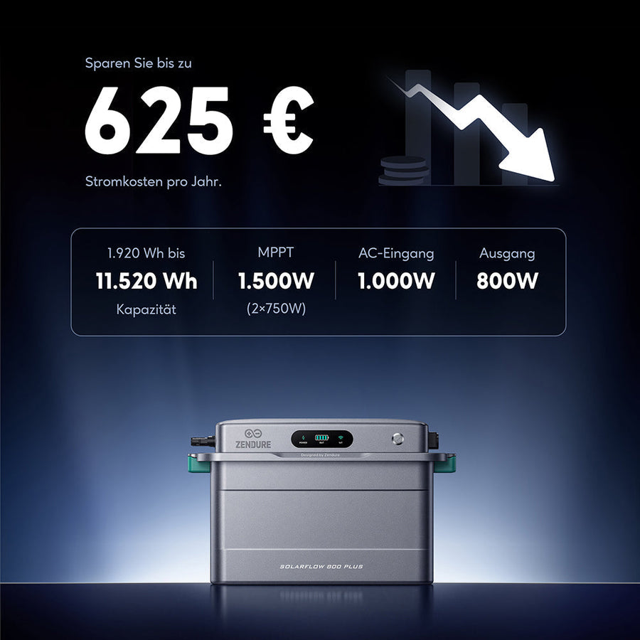 Zendure SolarFlow 800 Plus Balkonkraftwerk-Speicher mit Dual-MPPT in kompaktem Gehäuse